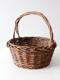 vintage rustic woven willow basket with handle