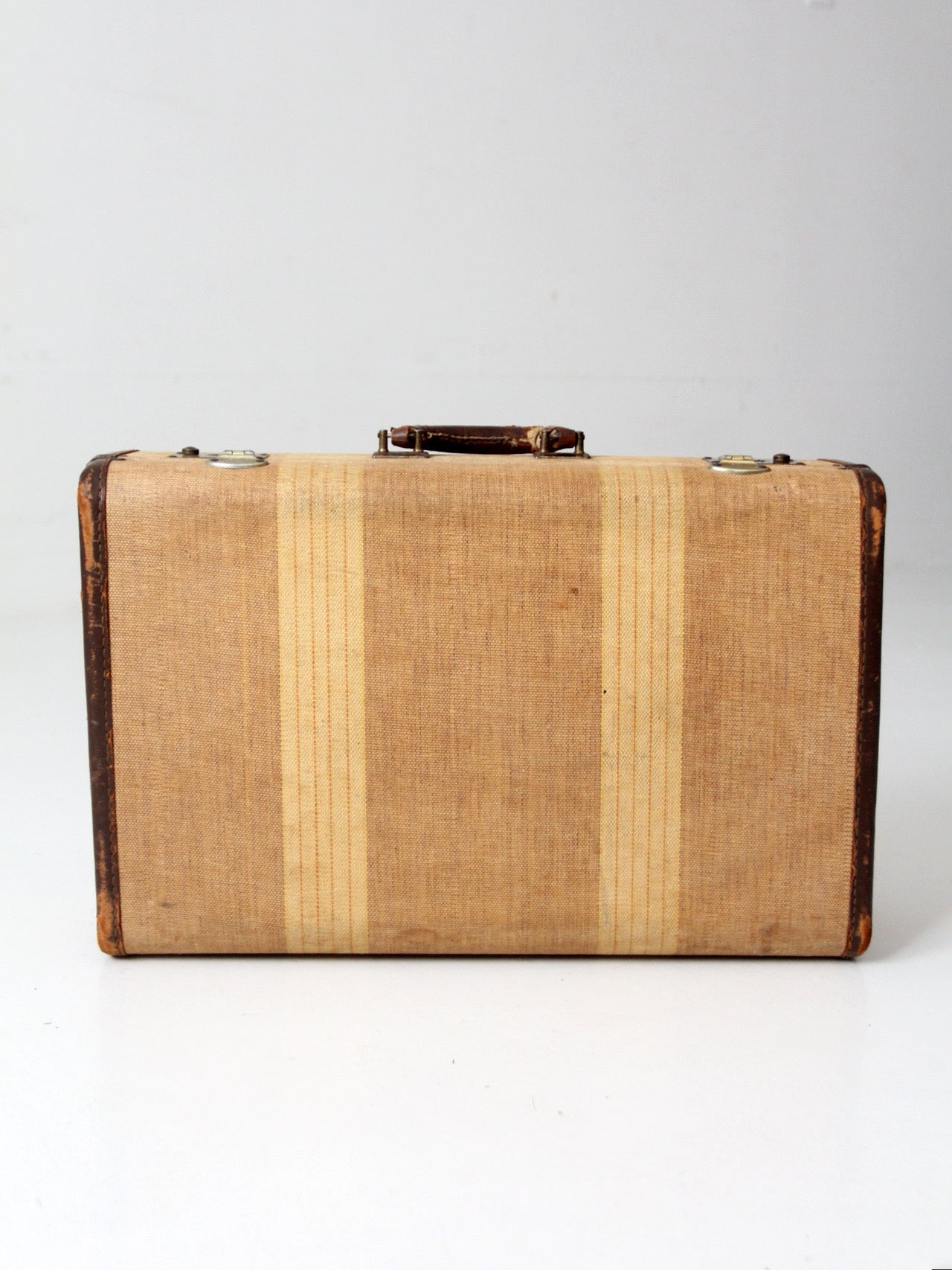 1930s striped canvas suitcase