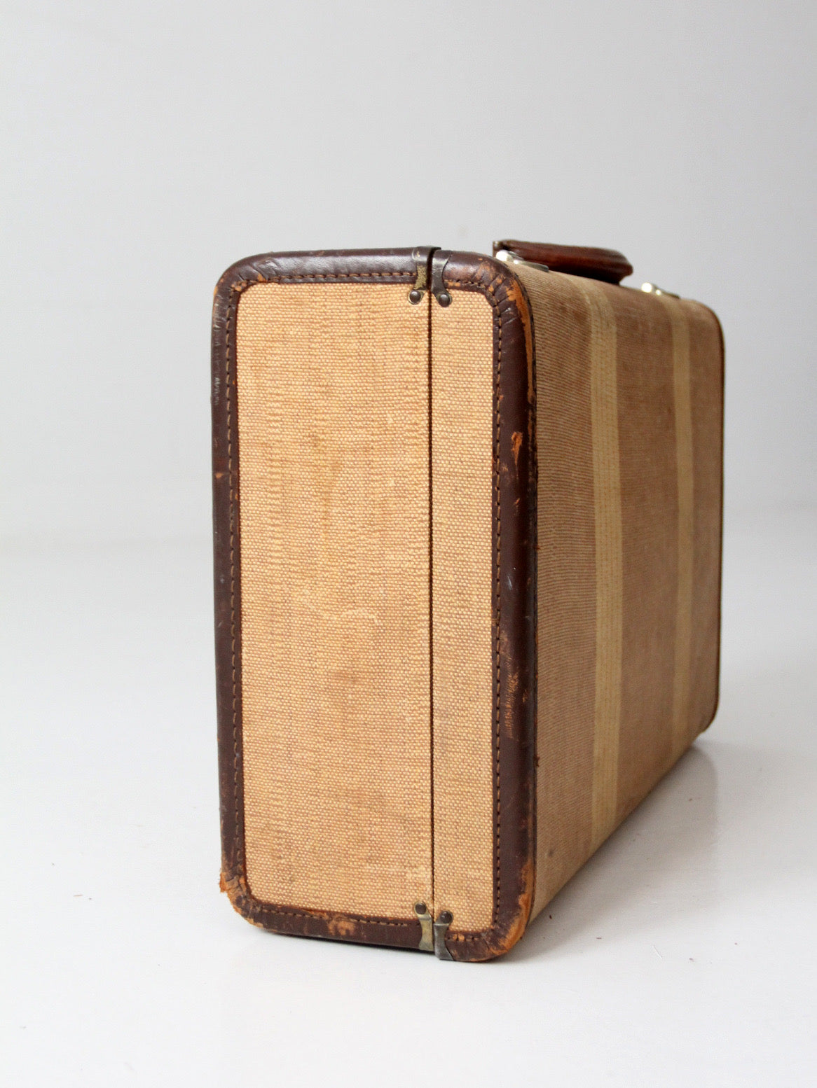1930s striped canvas suitcase