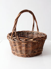 vintage rustic woven willow basket with handle