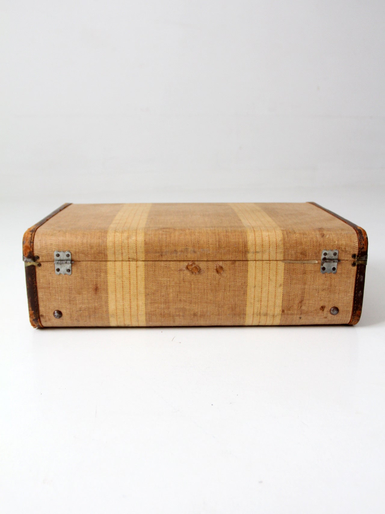 1930s striped canvas suitcase
