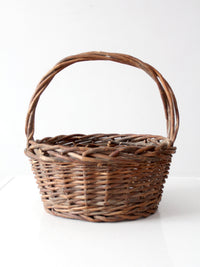 vintage rustic woven willow basket with handle