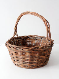 vintage rustic woven willow basket with handle