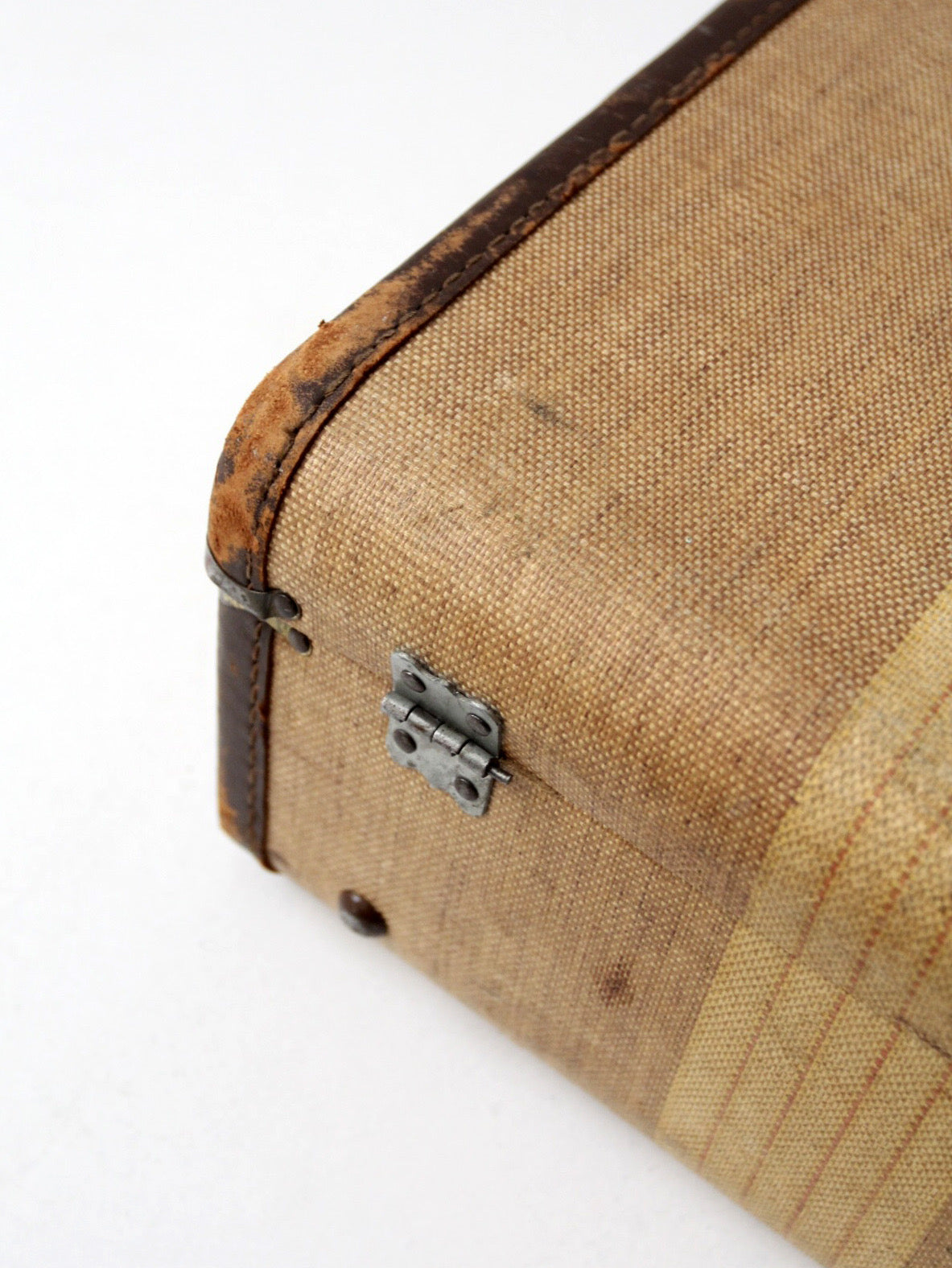 1930s striped canvas suitcase