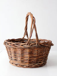 vintage rustic woven willow basket with handle
