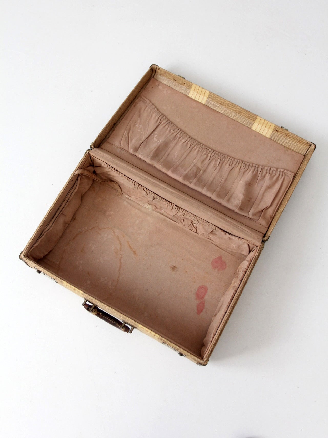 1930s striped canvas suitcase