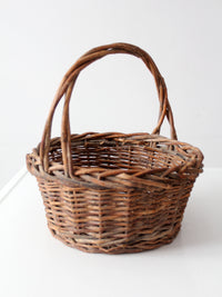vintage rustic woven willow basket with handle