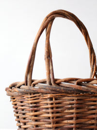 vintage rustic woven willow basket with handle