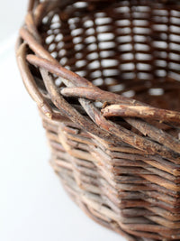 vintage rustic woven willow basket with handle