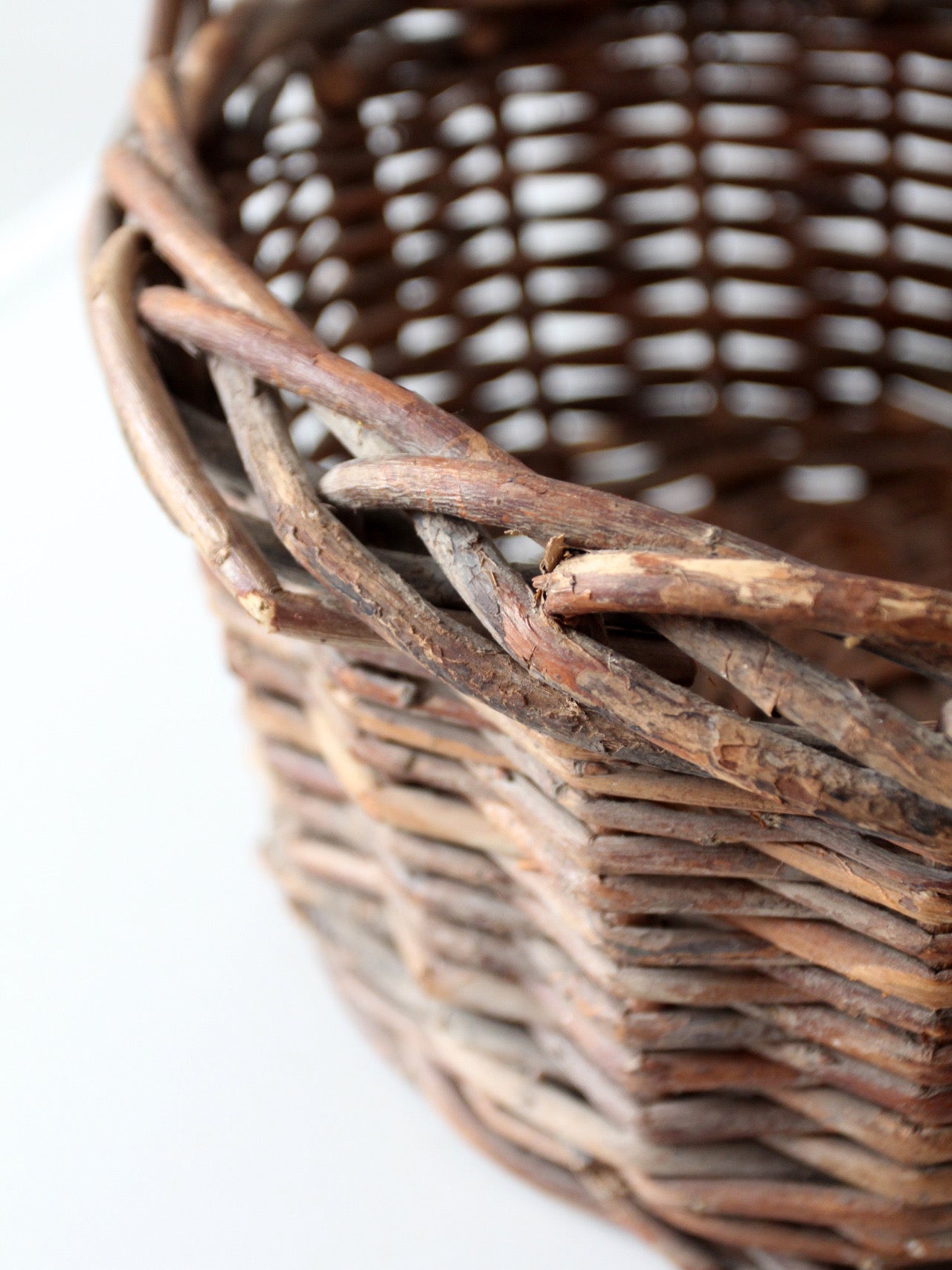 vintage rustic woven willow basket with handle
