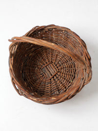 vintage rustic woven willow basket with handle