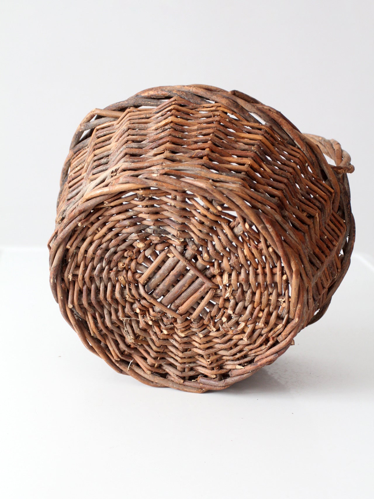 vintage rustic woven willow basket with handle