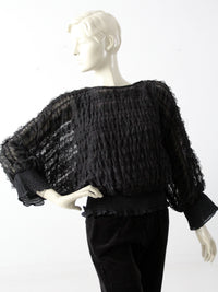 vintage 1970s Andree Gaye black lace blouse