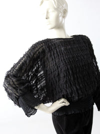 vintage 1970s Andree Gaye black lace blouse
