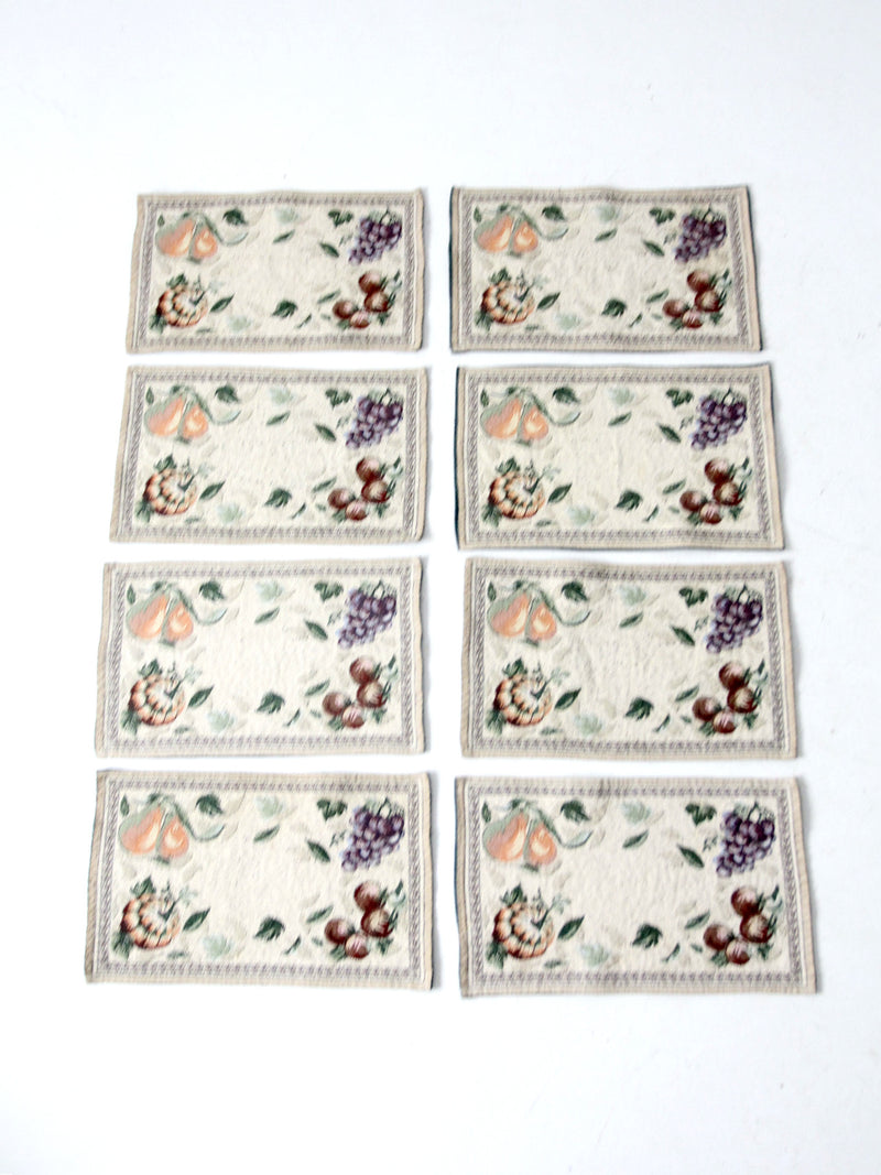 vintage Lilian Vernon tapestry fruit placemats set of 8