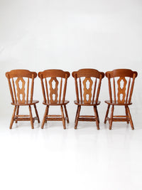 set of 4 vintage early American colonial revival dining chairs