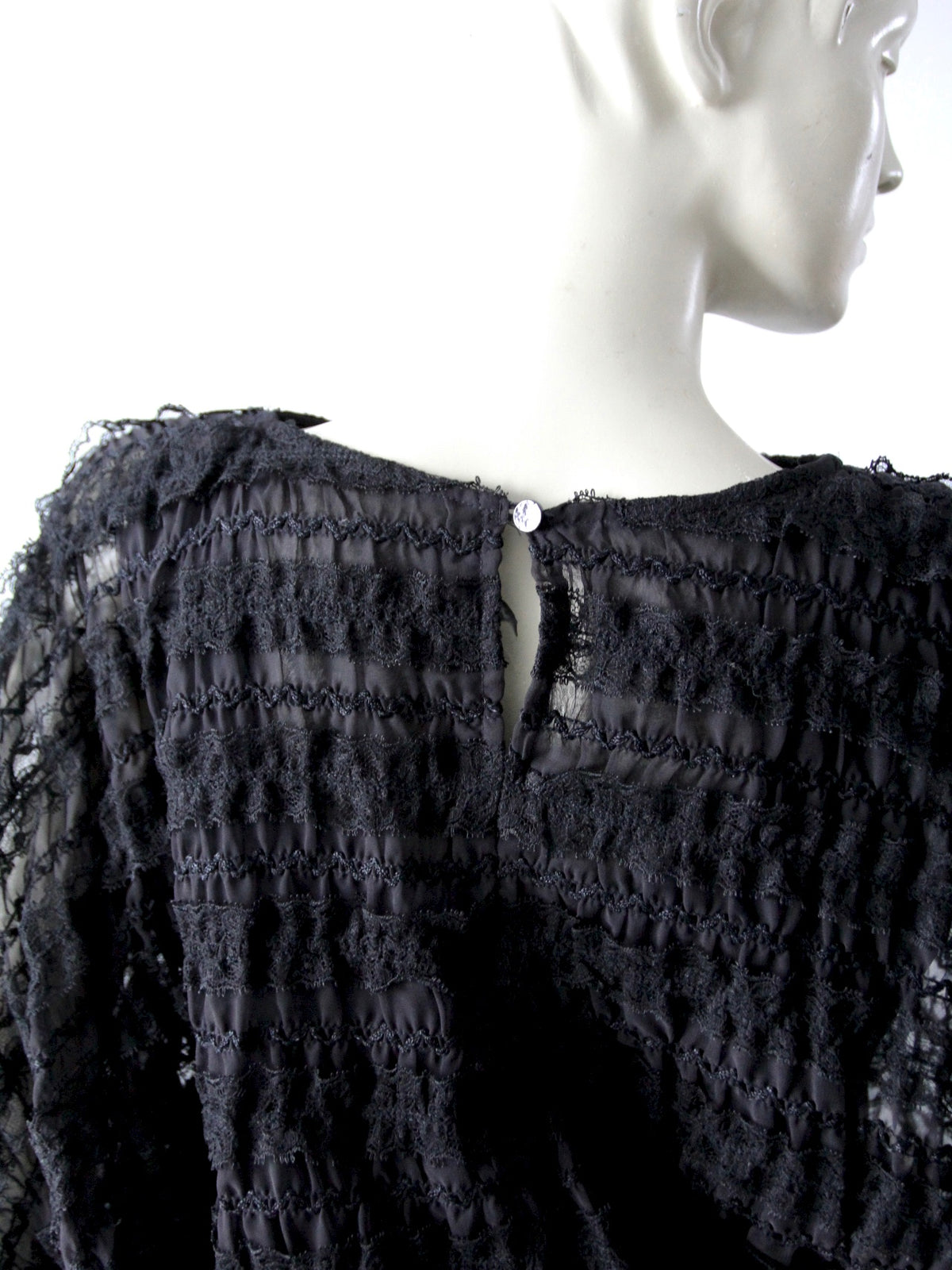 vintage 1970s Andree Gaye black lace blouse