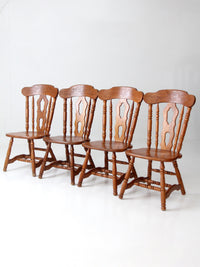 set of 4 vintage early American colonial revival dining chairs
