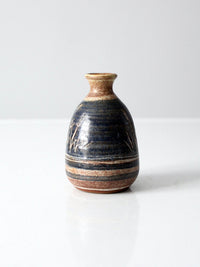 vintage studio pottery bottleneck vase