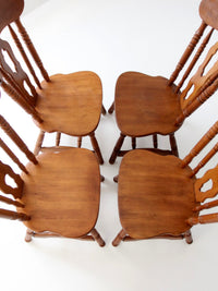 set of 4 vintage early American colonial revival dining chairs