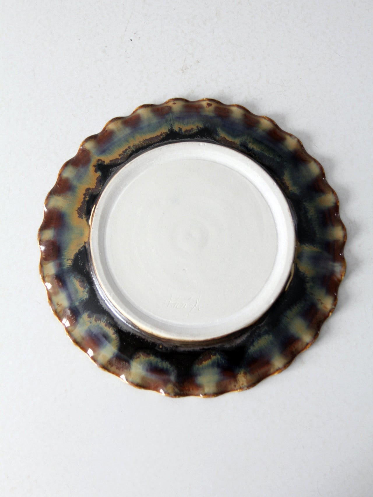 vintage hand thrown porcelain plate
