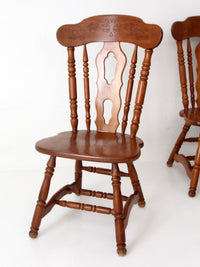 set of 4 vintage early American colonial revival dining chairs