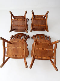 set of 4 vintage early American colonial revival dining chairs