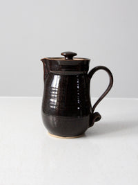 1970s handmade studio pottery lidded pitcher