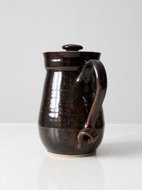 1970s handmade studio pottery lidded pitcher