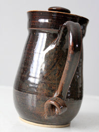 1970s handmade studio pottery lidded pitcher
