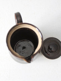 1970s handmade studio pottery lidded pitcher