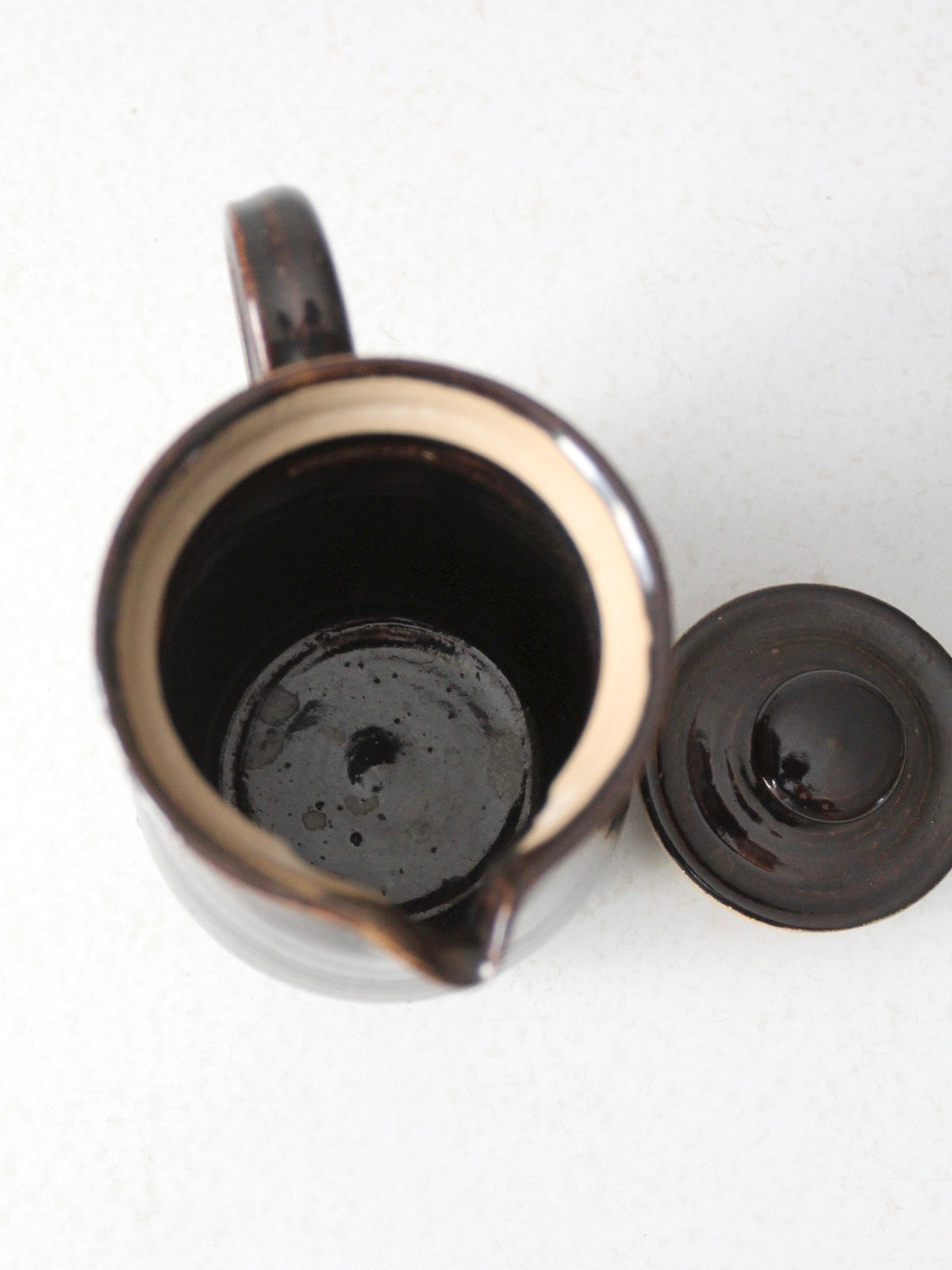 1970s handmade studio pottery lidded pitcher