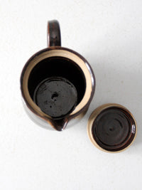 1970s handmade studio pottery lidded pitcher