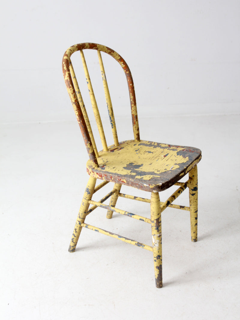antique chippy paint spindle back chair