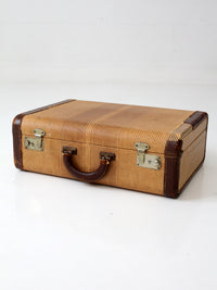 vintage striped tweed suitcase