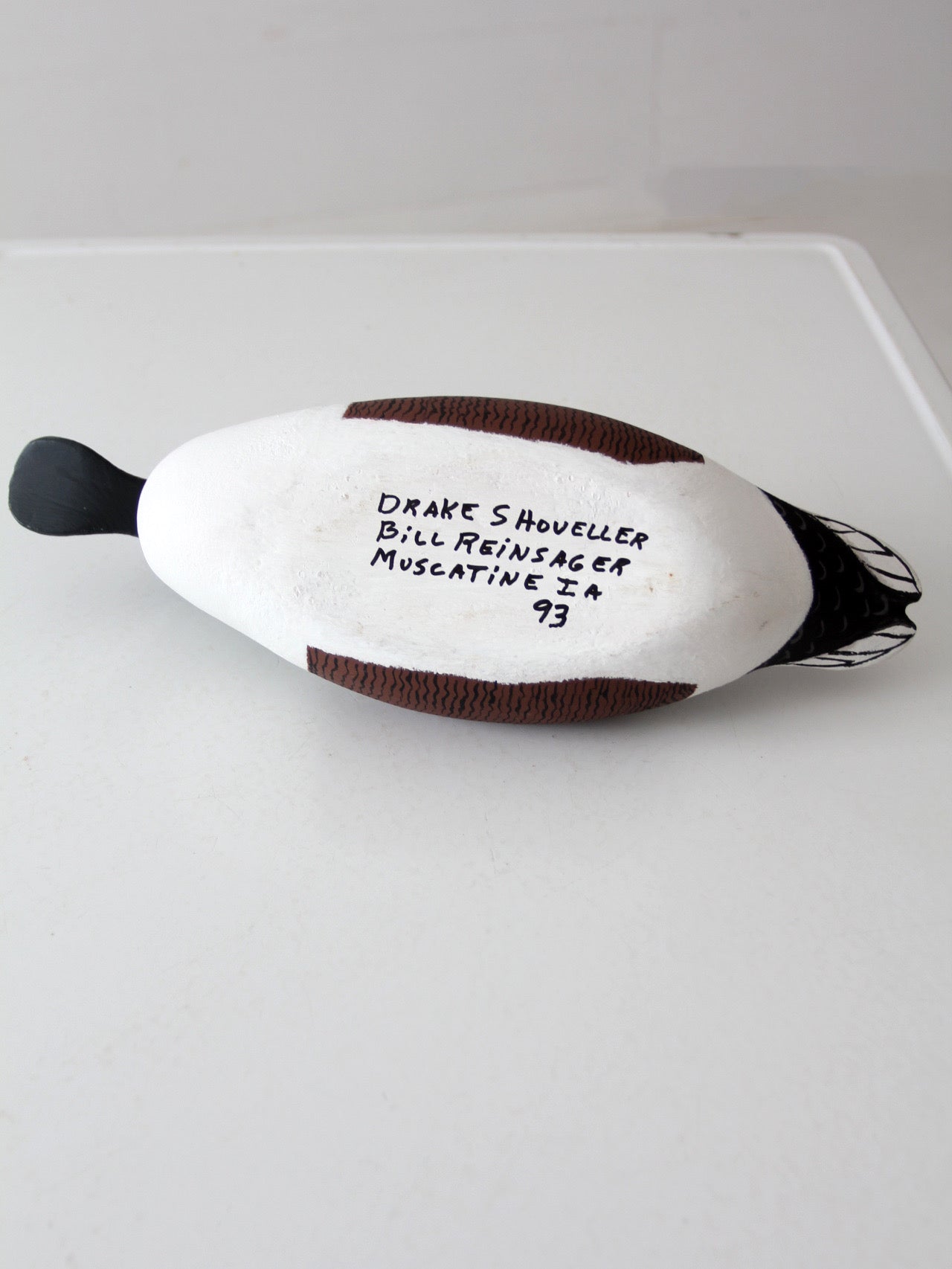 vintage hand-carved drake shoveler by Bill Reinsager, 1993