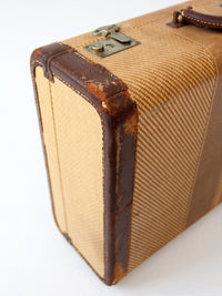 vintage striped tweed suitcase