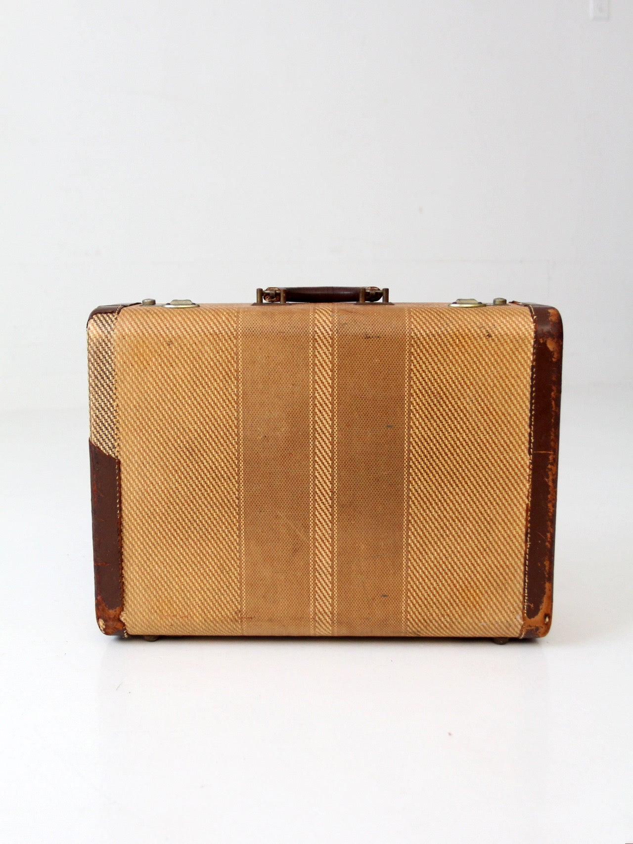 vintage striped tweed suitcase