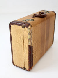 vintage striped tweed suitcase