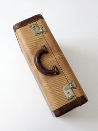 vintage striped tweed suitcase