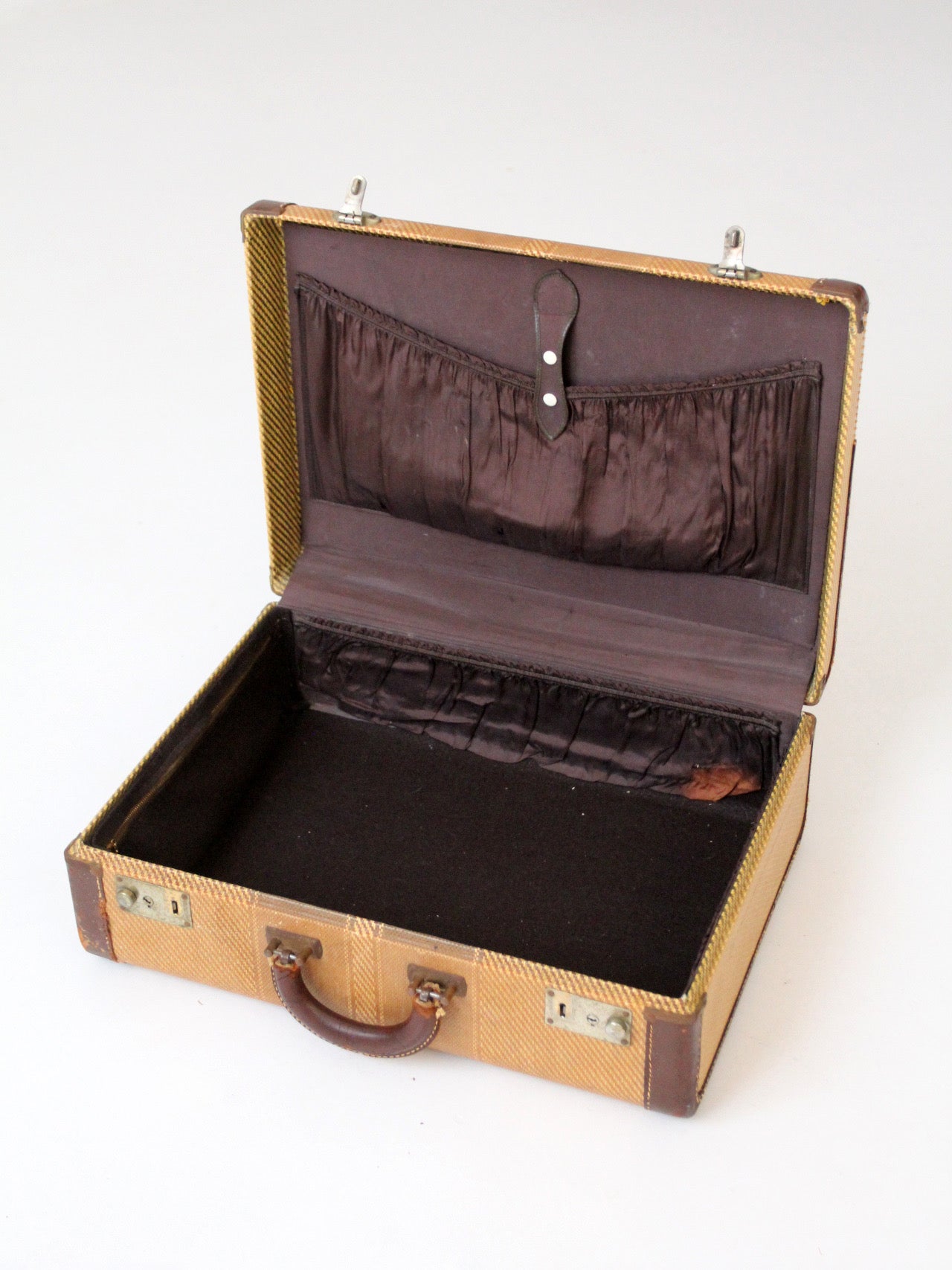 vintage striped tweed suitcase