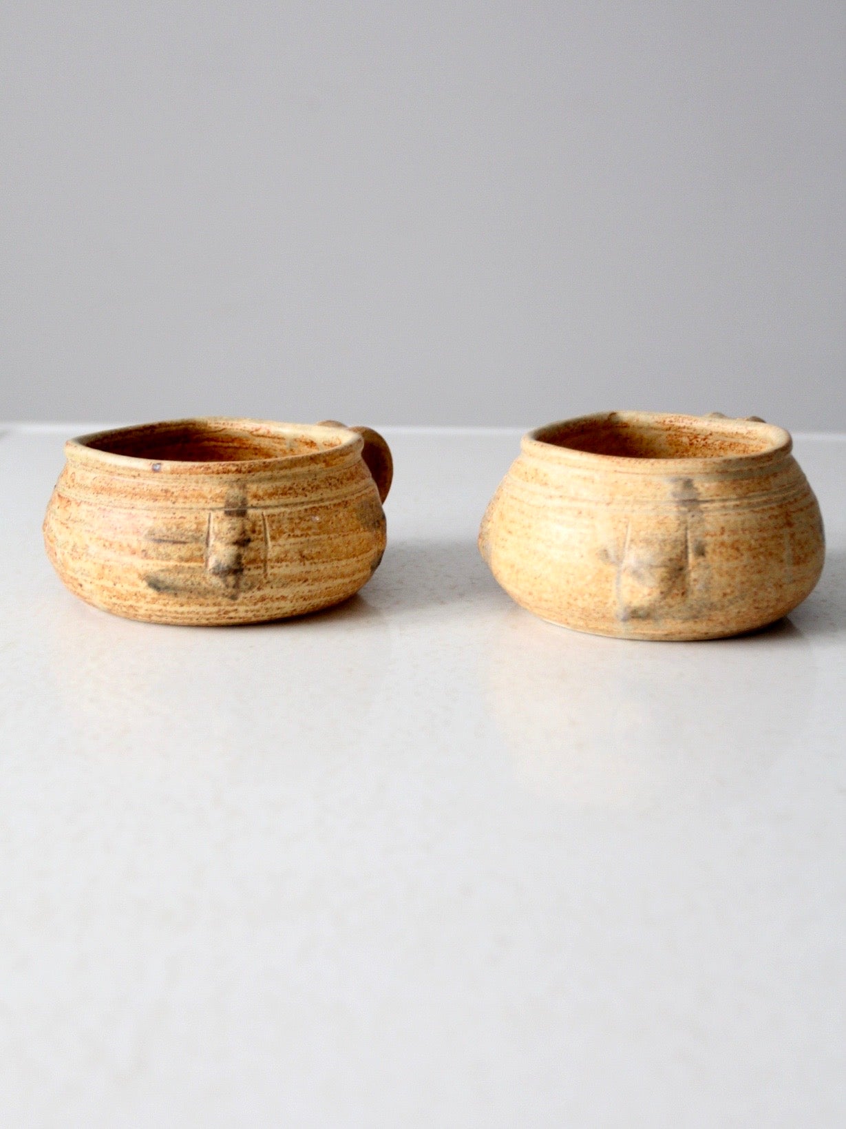 vintage studio pottery mugs pair