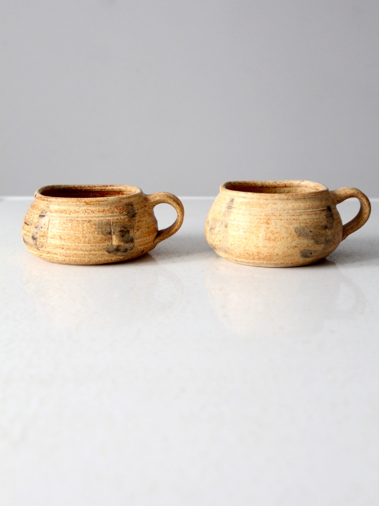 vintage studio pottery mugs pair