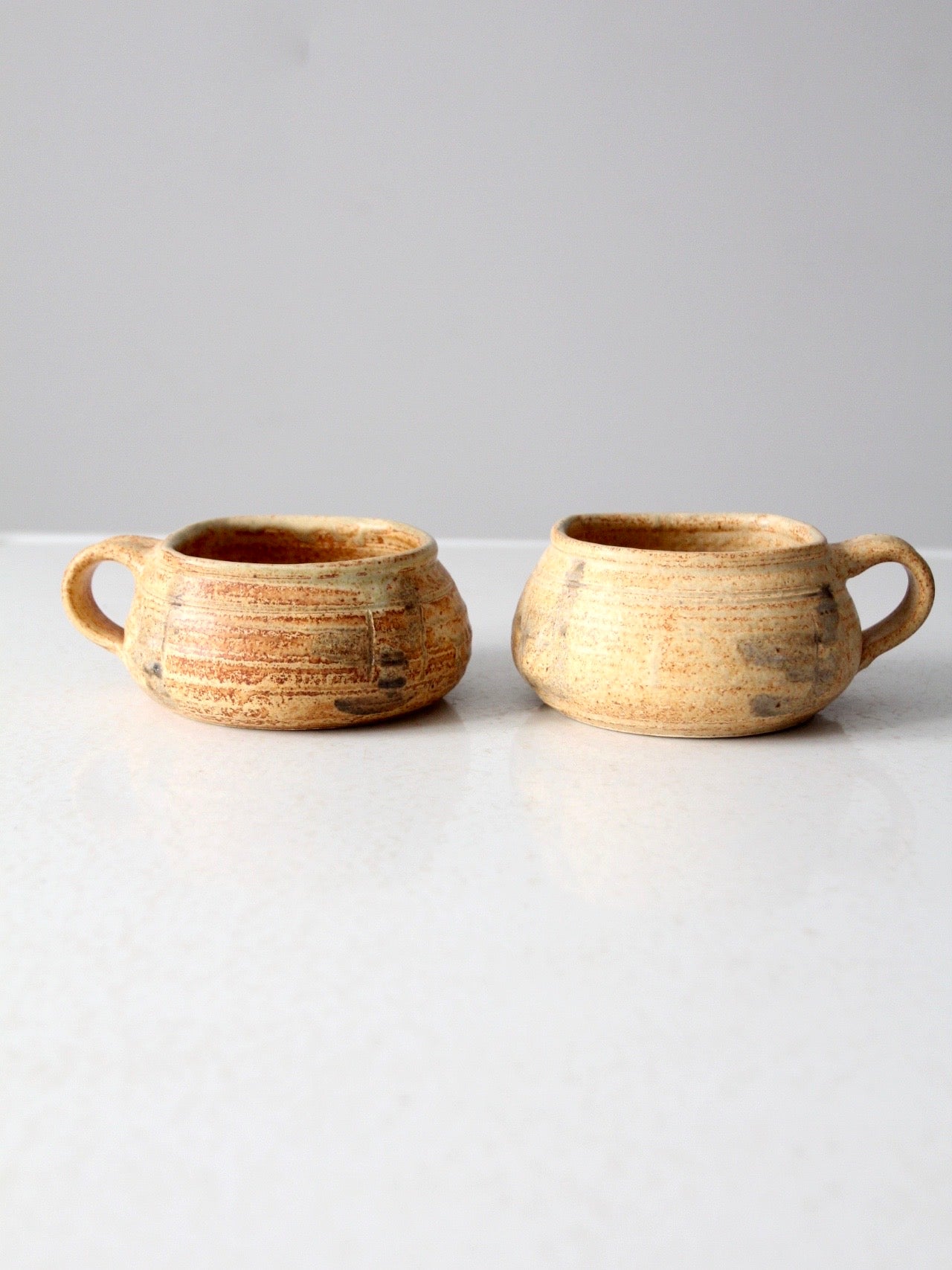 vintage studio pottery mugs pair