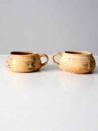 vintage studio pottery mugs pair
