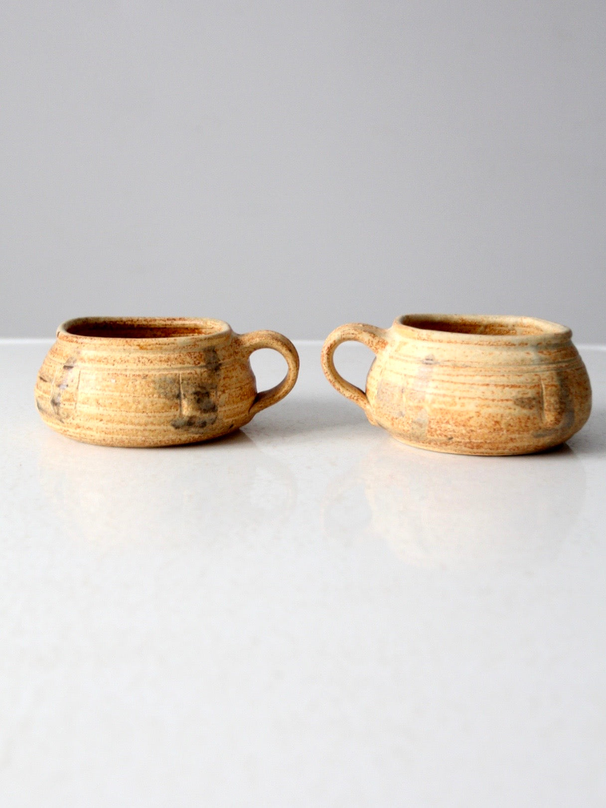 vintage studio pottery mugs pair