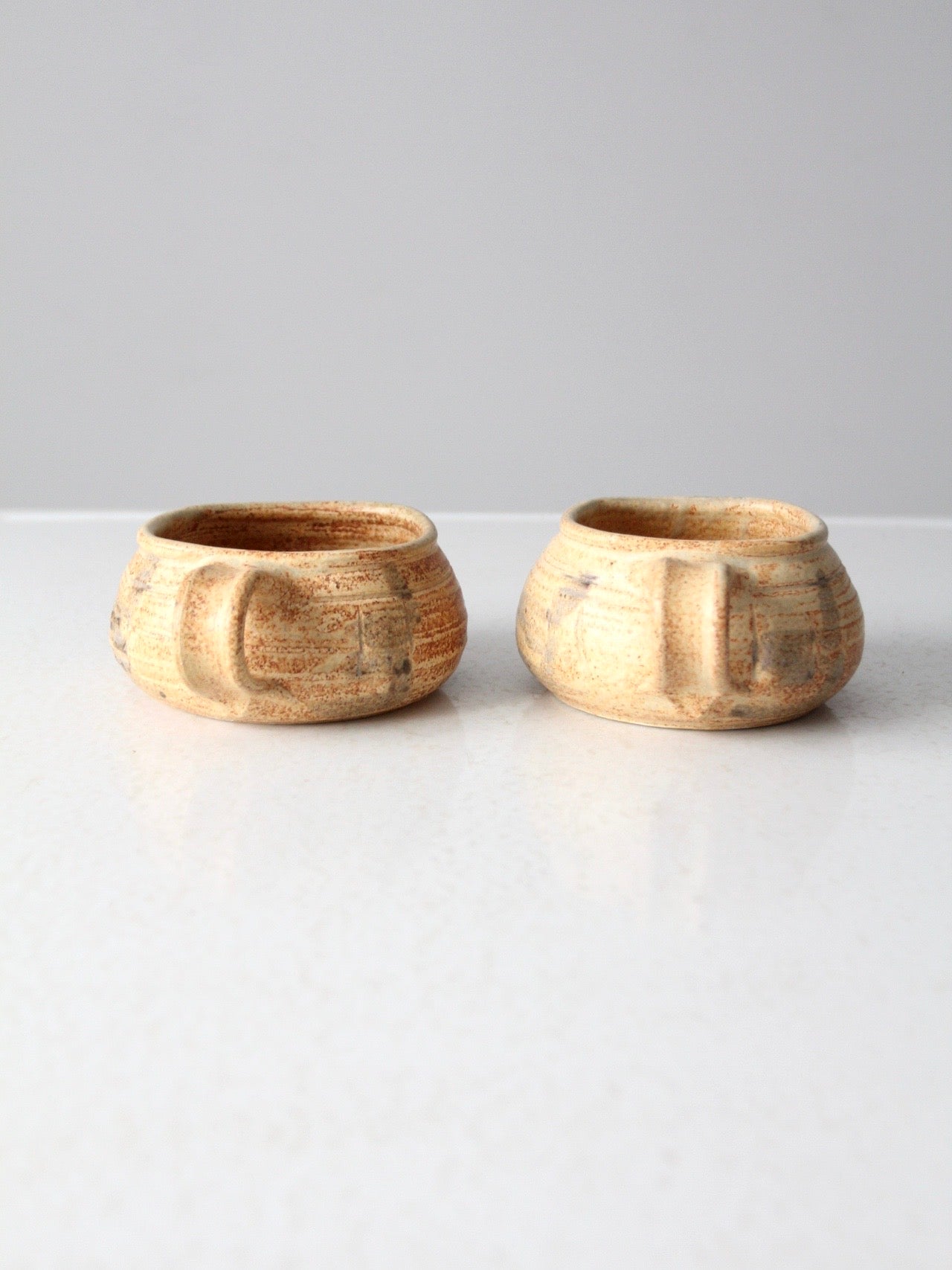 vintage studio pottery mugs pair