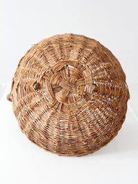 antique willow gathering basket with branch handle