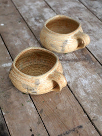 vintage studio pottery mugs pair