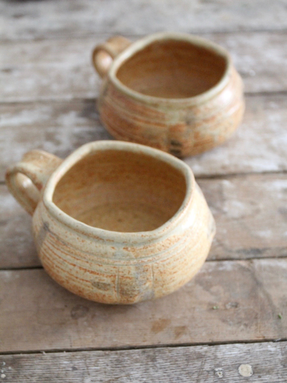 vintage studio pottery mugs pair